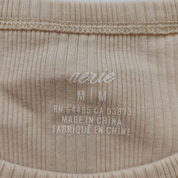 Aerie Beige Ribbed Ruched Fitted Midi Tank Dress Summer Beach Vacation Sexy Glam - Picture 4 of 8